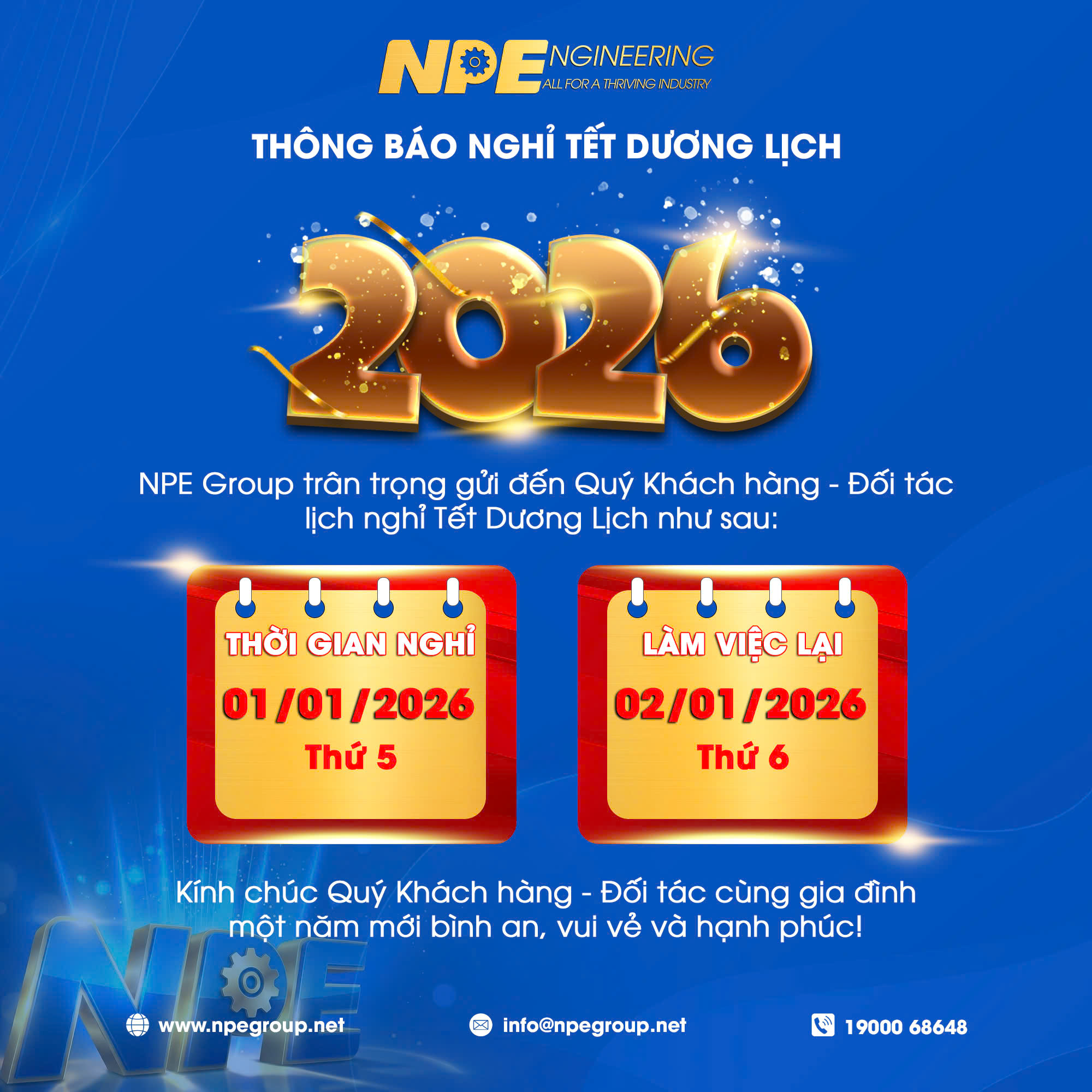 THÔNG BÁO NGHỈ TẾT DƯƠNG LỊCH 2026