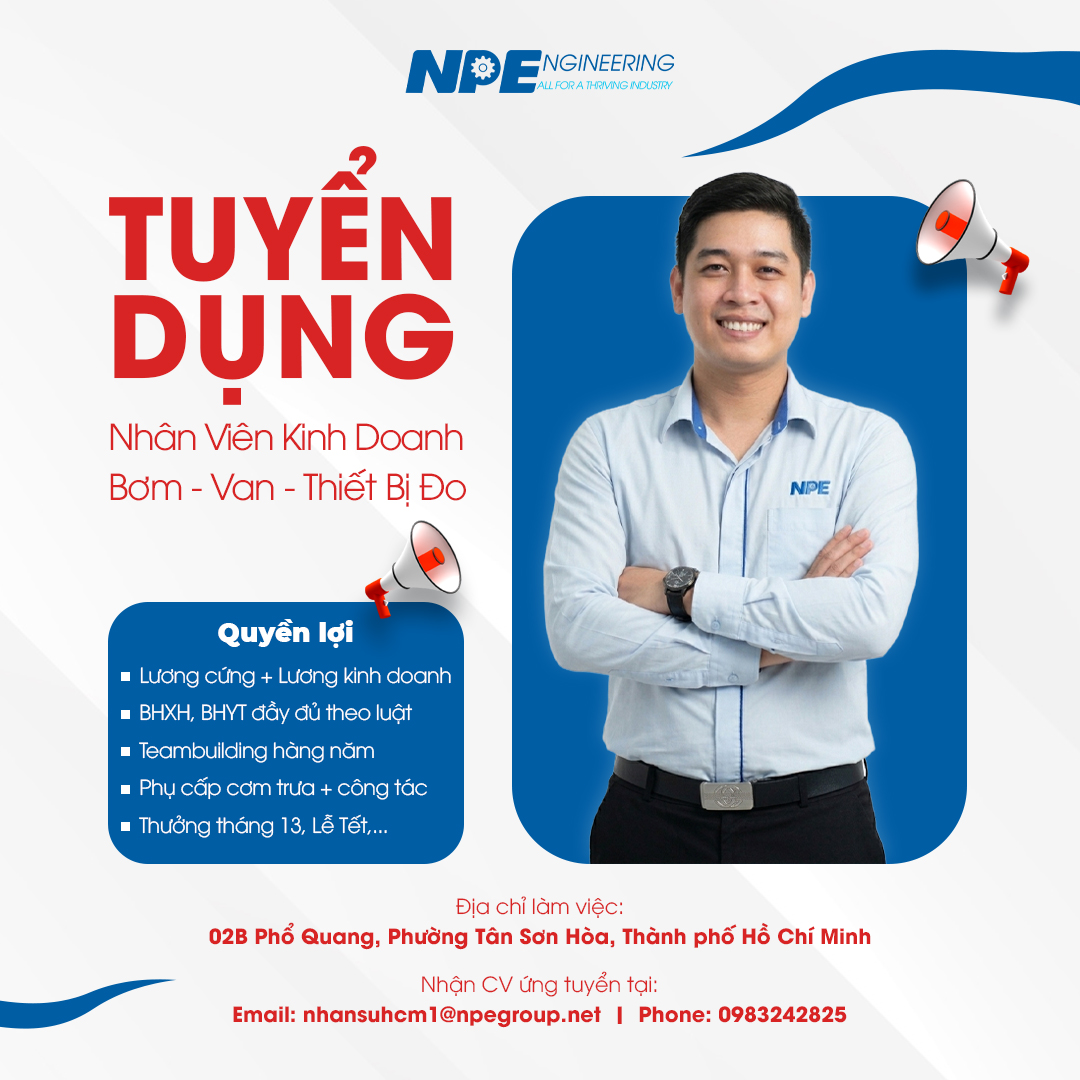 TUYỂN DỤNG NHÂN VIÊN KINH DOANH BƠM/VAN, THIẾT BỊ ĐO