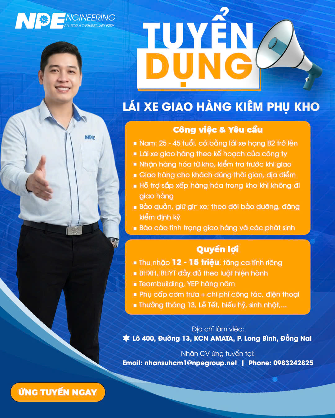 TUYỂN DỤNG LÁI XE GIAO HÀNG TẠI ĐỒNG NAI