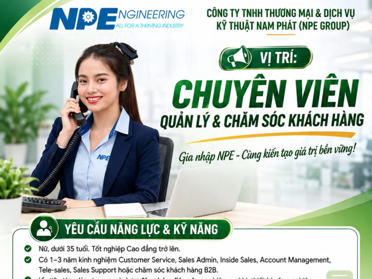 TUYỂN DỤNG CHUYÊN VIÊN QUẢN LÝ VÀ CHĂM SÓC KHÁCH HÀNG