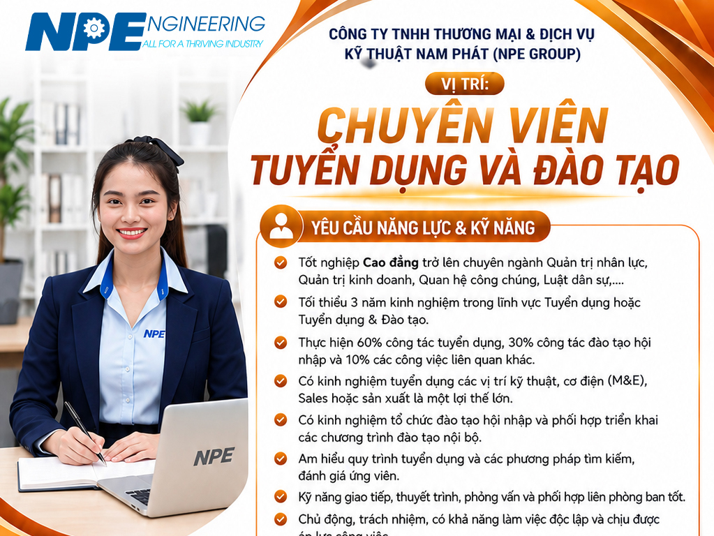 TUYỂN DỤNG CHUYÊN VIÊN TUYỂN DỤNG VÀ ĐÀO TẠO